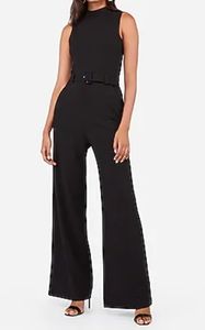 NWT Express mock neck belted jumpsuit